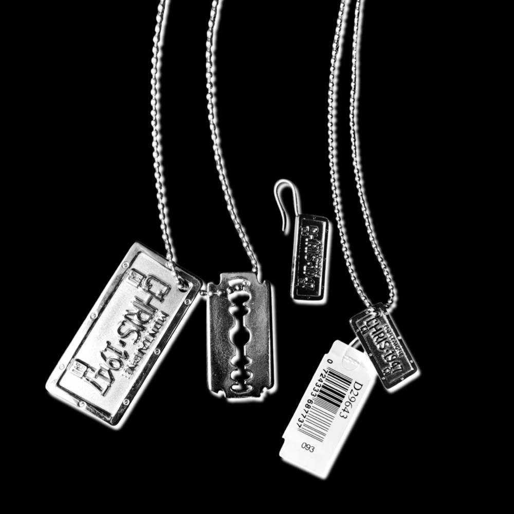 Dior John Galliano Vintage Silver Ball Chain Choker Y2K Dog Tag Necklace NWT